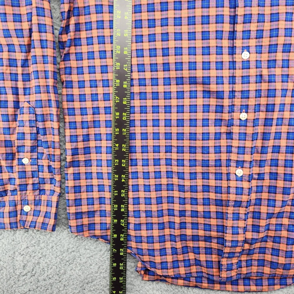 Ralph Lauren Long Sleev Button Down Shirt Mens Size XL Check Pattern Orange Blue - Picture 5 of 7